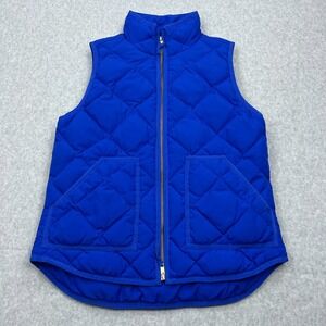 J.Crew Puffer Vest Women's Small Royal Blue Down Quilted Zip Sleeveless Pockets